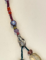 Jes Maharry Necklace Sundance Pearl Strand Gemstones Sterling 925 Angel Charm