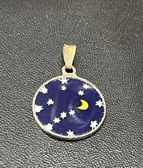 Murano Millefiori Venezia celestial moon stars glass round pendant for necklace