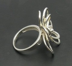 Genuine Stylish Sterling Silver Ring Flower Solid 925 With CZ Handmade Empress