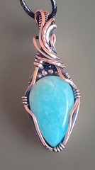 Amazonite ~ Handmade Copper wire wrapped pendant jewelry 10j