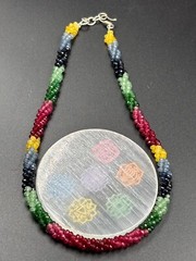 4-5mm Natural Multi Quartz Twisted Necklace Rainbow Color Gemstone Beads 18″