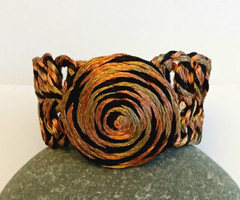 Greek Double Loop Copper Wire Bracelet Black and Orange