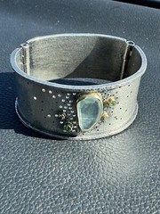 Handmade Artisan Sterling Silver & Semi Precious Stones Hinged Pin Bracelet