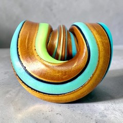 Abstract Polymer Clay Statement Pendant Necklace Handmade Folded Art Jewelry