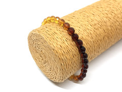 Amber Bracelet Gift FACETED Round Beads Baltic Amber Ombre Rainbow Colorful 8016