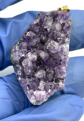 Natural Raw Amethyst Crystals Druzy Gold Accented Pendant 1-5/8″ inch