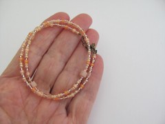 Peach Choker Necklace Seed Bead Multi Shape Boho Summer Antiqued Brass