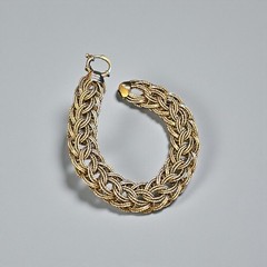 1980s Byzantine Turkey OT Sterling Silver Gold Vermeil Bracelet 7.5” 17.7g