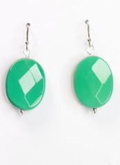 Chrysoprase Green Oval Natural Gemstone .925 Sterling Silver Earrings 1 1/2″
