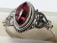 NATURAL GARNET IN TRENDY FILIGREE & HALO SET STERLING SILVER.925 RING SIZE 9.25!