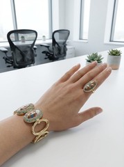 Handmade Jewelry Türkiye. Unique Piece Bracelet/Adj. Ring 24K Gold Laminated.
