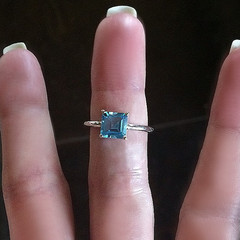 Princess Cut Blue Topaz 925 Sterling Silver Ring – Size 7.5