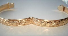 8MM BH 14K YELLOW GOLD HAWAIIAN HEIRLOOM CUSTOM MADE ENGRAVED BRACELET 6.0-9.0