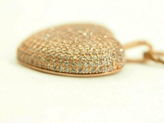 Adorable 457 Stone Pave Heart Pendant and Chain Sterling Silver