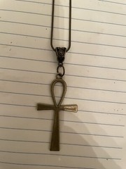 Retro Bronze Ankh Cross Pendant Snake Chain Necklace