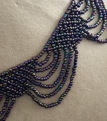 Artisan Purple Gold Blue seed bead 16” Collar necklace bracelet set