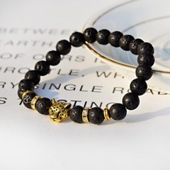 Leopard White Turquoises Stone Charm Bracelets Men Wood Beads Bracelet Handmade