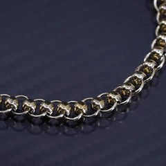 7.5” 7mm, vintage two tone Italy Sterling Silver 925 circle link Bracelet