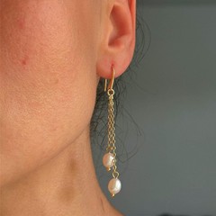 Freshwater Pearl Dangle Drop Earrings in Gold Tone, Bridal Jewelry, Gift for Her