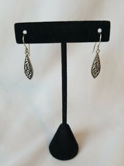 STERLING SILVER MARQUIS SHAPE DANGLING EARRINGS OVERLAY DESIGN – MARKED TB