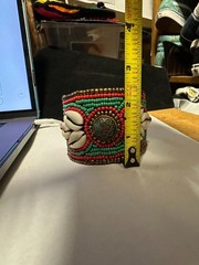 Vintage Tibetan Beaded Necklace with Cowry Shells & Matching Cuff Bracelets