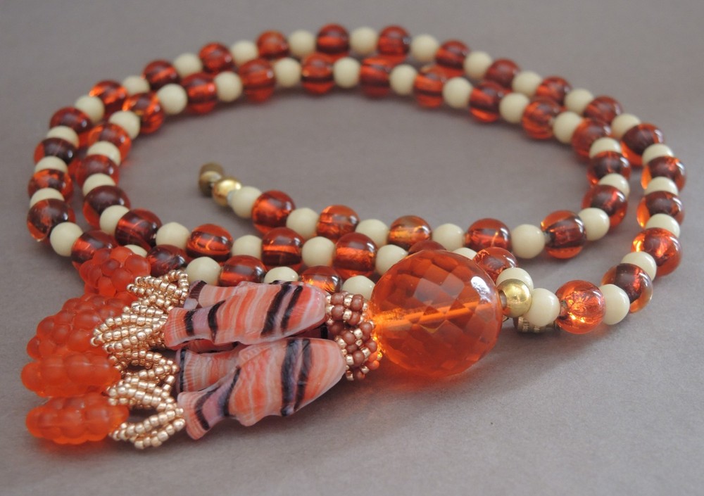 OOAK Artisan Sautoir Necklace Created from Vintage Beads (1930s–1970s)