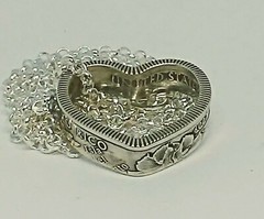Silver Heart shaped Pendant made from PUERTO RICO US coin ring 24 in chain