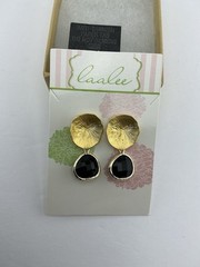 Black Onyx Pierced Earrings Gold Mushroom Coral – Any Occasion Jewelry