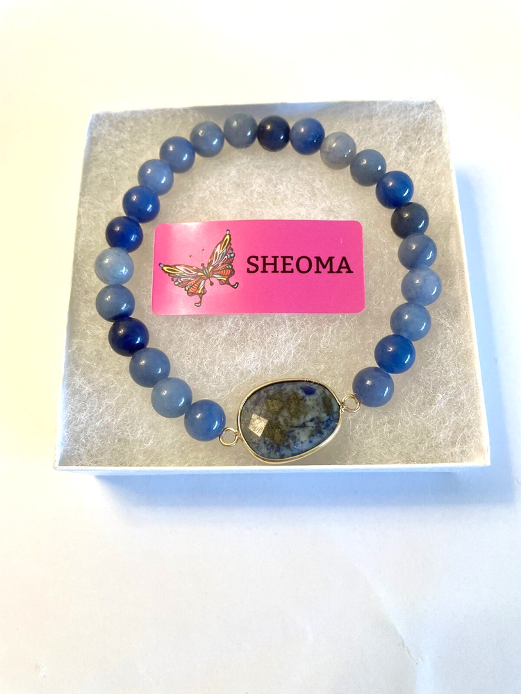 Blue Lapis Lazuli Plus SizeBracelet 9 inch Wrist Handmade by Sheoma NWT