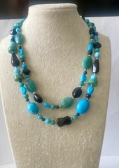 Gemstone Necklace & Bracelet Set with Turquoise, Aventurine, Onyx, and Magnesite