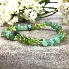 Natural Aventurine Jade Peridot Bracelet Gemstone Crystal Chips Bracelet Healing