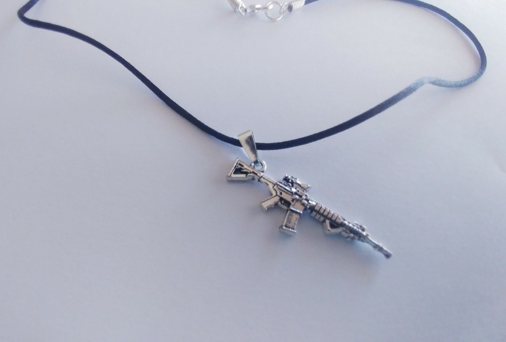 AR 15 Rifle Pendant Necklace, M4 Carbine Necklace, Service Weapon, Statement