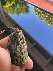 Hand-Carved Gold Sheen Obsidian Dragon Turtle Pendant –One of a Kind Protection