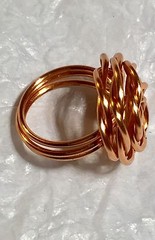 Large Rose Flower Ring No tarnish copper round Wire Wrapped ~ ANY SIZE