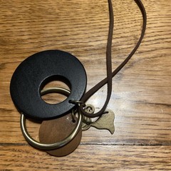 Handcrafted Cat Pendant Necklace with Wood, Brass, Brown Cord Boho