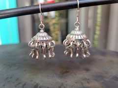 Indian jhumka sterling dangle earrings 1.5″ long Boho Chic Bollywood