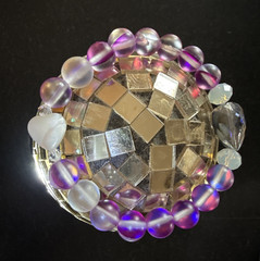 STACKABLE ENERGY BRACELET by Connie MOP HEART IRIDESCENT faceted CRYSTAL PURPLE