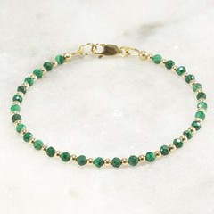 3mm Malachite Bracelet – Minimalist 14k Gold Filled