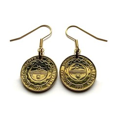 1993 2004 Philippines 25 coin earrings Eskudo Pilipinas Filipino Manila e000625