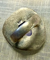 Vintage Artisan Purple Solar Quartz Druzy Slice Statement Ring Silver Tone