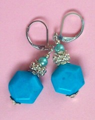 sky blue HOWLITE geometric drop earring SP LEVERBACK handcrafted XX