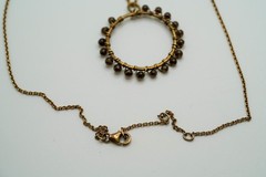 Gold Over Sterling Silver Handmade Circle Pendant Necklace 16″-18″ N2