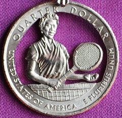 US Tennis Commemorative Cut Coin Pendant Necklace