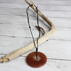 Handcrafted Women Men Rope Necklace Artisan Jewelry Black Brown Stone Pendant
