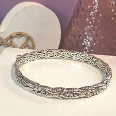 Sarda Sterling Silver Bangle Bracelet 21.9g Handcrafted Bali Intricate Design
