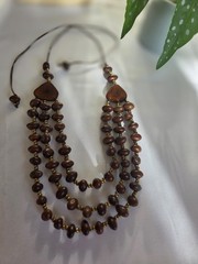 Handcrafted Tagua, Celebro Seeds Organic Necklce Brown Bronze made In Ecuador