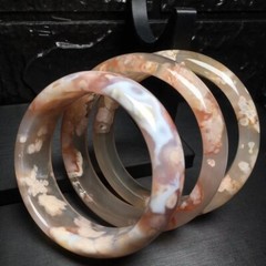 Natural Cherry Blossom Agate/Sakura Quartz Bangle, Inner Diameter 54-64mm