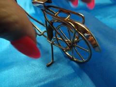 Antique Solid 9K Rose Gold Moveable Tires Bicycle 24.0 Gr Hand Made 1 of a Kind