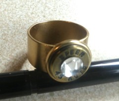 Speer 45 Auto Brass Bullet Casing Women’s Ring W/ RhineStone Size 8 ADJUSTABLE