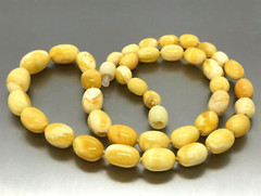 AMBER NECKLACE Gift LUXURY Royal BALTIC Amber Yellow White Beads 14,8g 15401